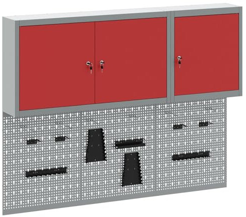 vidaXL Ensemble d'armoires à Outils 5 pcs Rouge Acier Enduit de Poudre, Armoire d'outil pour Atelier, étagère Murale en métal, système d'organisation pour Garage