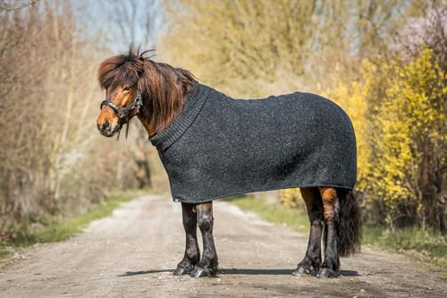 Isländer Abschwitzdecke mit Rollkragen - isländische Schurwolle (Schwarz)