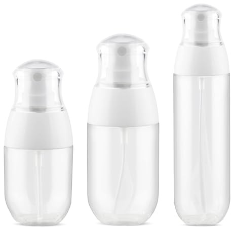 GIVITASOT Small Spray Bottle, Fine Mist Mini Spray Bottles, Empty Plastic Travel SIze Stylist Sprayers Leak Proof Refillable Containers, for Toners Face Hair Perfume Skincare Cosmetics (Clear, 3Pcs)