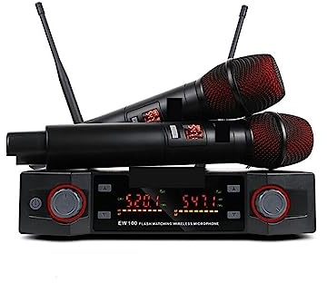 LEPREM Microfono Wireless G-Mark EW100 Frequenza del Microfono palmare UHF Professionale Regolabile 50M for Matrimoni in Scena