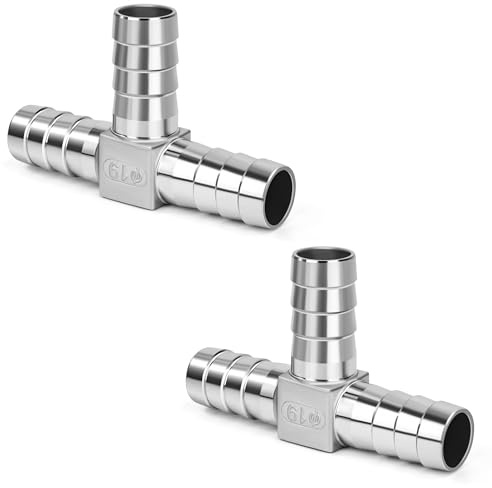 Conector de Manguera en Forma de T 3 Vías, 19mm Pieza en T Conectores de Púas de Acero Inoxidable 304 Boquilla Accesorios para Aire, Gas, Agua (2 Pieza)
