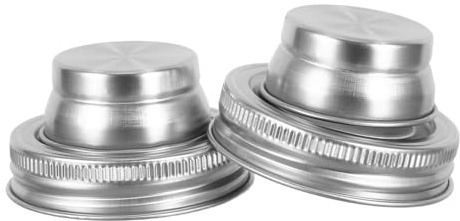 BUGUUYO Mason Jar Lids with Cocktail Shaker Function Stainless Steel Airtight Covers 2pcs Easy to Use Silver Sturdy Material for Mason Jar Drinking and Seasoning for Kitchen and Dining