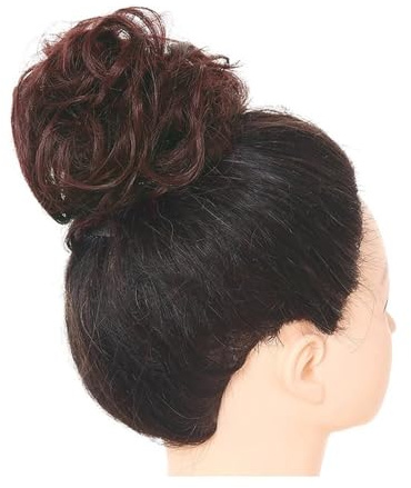 jianjunchaling Unordentlicher Haarknoten, Haarteile, gewellt, lockig, synthetisch, Hochsteckfrisur, gefälschte Haargummis, Pferdeschwanz for Frauen Hair Ponytail for Women Girls(Dark Auburn)
