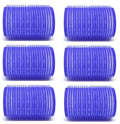 6-Pack Large Self-Grip Hair Rollers – 1.5 (40mm) Curlers for Volume & Curls, Blue