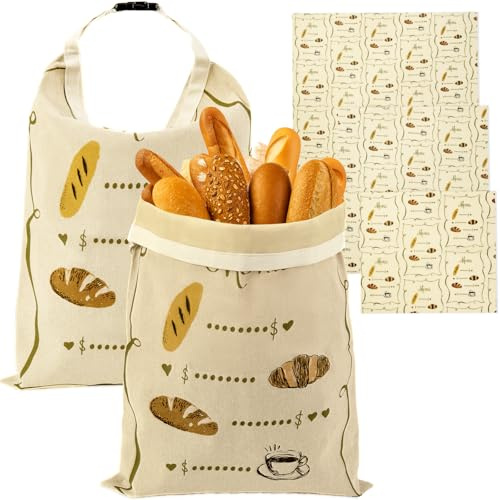 Zadoreck Reusable Beeswax Bread Bags Set – 2 Large Organic Linen Bread Bags (17 x 13 Inches) + 3 Beeswax Wraps for Food, Homemade Bread, Sourdough & Fresh Produce, Freezer Safe & Keeps Food Fresh