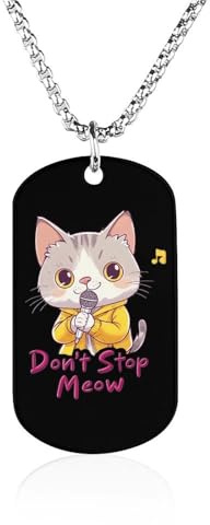 Cat Don't Stop Meow Pendant Necklace Memorial Jewelry Customizable Dog Tag Silver Chain