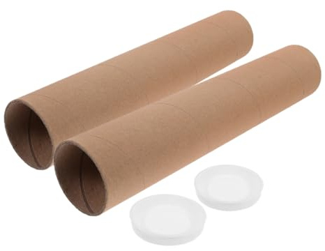 Gogogmee 2 Stück Pappröhren aus Kraftpapier mit Deckeln Rundes Dokumenten Rohr zur Aufbewahrung und Versand von Postern Geeignet für Büro und Zuhause