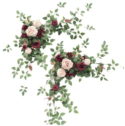 Guangcailun Set di festoni di fiori artificiali per decorazioni nuziali da appendere al muro per feste all'aperto