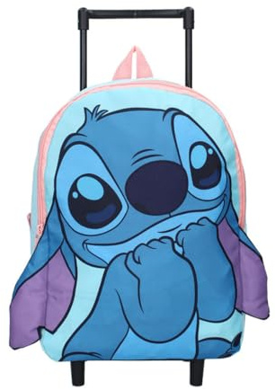 mybagstory | Disney 3D Stitch Trolley Backpack | School Bag on Wheels for Girls from 4 Years | Brave and Courageous Collection Pink and Blue | Ideal for Nursery and Travel | Dimensions 33 x 25 x 11 cm