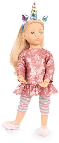 Gotz: Happy Kidz: Anna Unicorn - 19.5 Standing Poseable Doll, Pink Sequin Dress, Unicorn Headband, Blonde Hair, Hard Body, Collectible Toy, Kids 3+