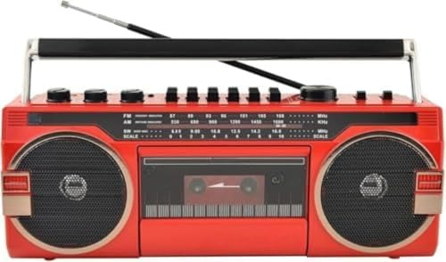 Reproductor de casete vintage, grabadora de casete de radio retro, reproductor de casete portátil con boombox de estilo clásico para el hogar, nostalgia y coleccionistas