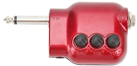 Eminchu Guitar Pre Amplifier Mini Preamp med Impedansmatchning för Akustiska Gitarrer Musikprestanda Röd ABS