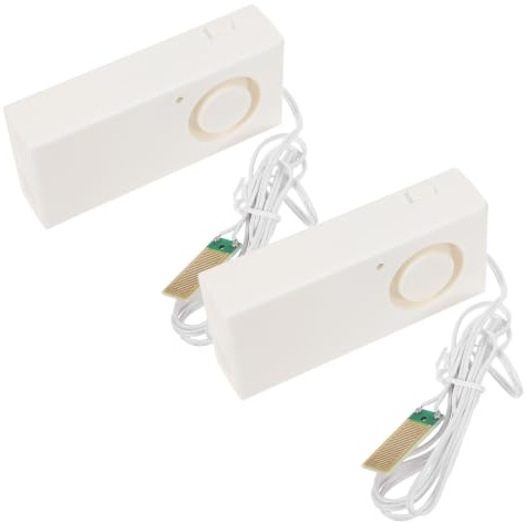 Hemobllo 2 Piezas Detector de Agua Ultrasensible Doble Alarma Protección para Cocina y Hogar Material Abs Color Blanco