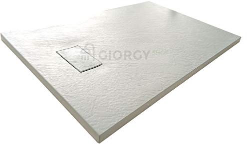 Piatto doccia 70x90 Bianco H.2.6 cm effetto pietra ardesia SMC in resina termoformata.