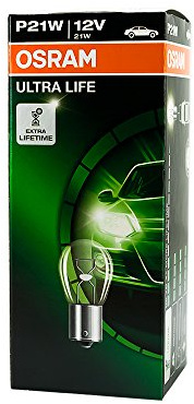 10x OSRAM Kugellampe Stecksockellampe P21W ULTRA LIFE 12V 21W BA15s 7506ULT