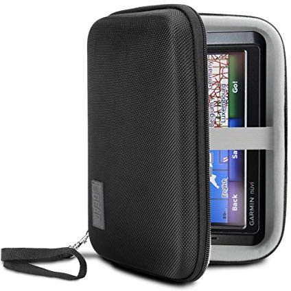 USA Gear Hard Shell Electronic Organizer Travel Case 19 cm with Weather Resistant Exterior and Large Mesh Accessory Pocket - Compatible with Garmin GPS, Chargers, and More Electronics - Black