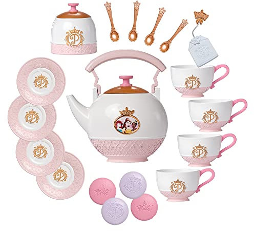 Disney Princess Style Collection Tea Set Play Accessories, Officially Licensed, Inspired, Fun Roleplay for Girls, Includes 21 Pieces, Perfect for Birthdays and Party
