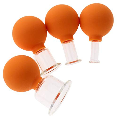 Set di 4 coppette in vetro per massaggio miofasciale rilascio spalla collo collo profondo tessuto muscolare AOD (arancione)