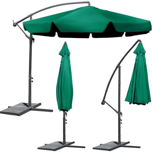 Plonos Sonnenschirm Marktschirm Gartenschirm 8 Dachstreben Ø 350cm drei Farbvarianten (Grün)