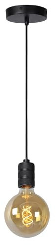 LUCIDE JOVA - Lámpara colgante - Ø 10 cm - 1xE27 - Negro