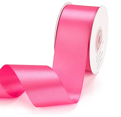 IHKFILAN Satinband, in Pink (38 mm x 22.86 m), matt glänzendes Geschenkband, edles Schleifenband zum Dekorieren & Basteln, zum Einpacken besonderer Geschenke, für Hochzeiten, Taufen, uvm