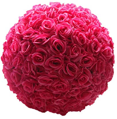 Washranp Flores artificiales de tela, bolas de rosas románticas y realistas, bolas de rosas de plástico para manualidades, ramos de boda, centros de mesa, arreglos de fiesta, color rosa intenso