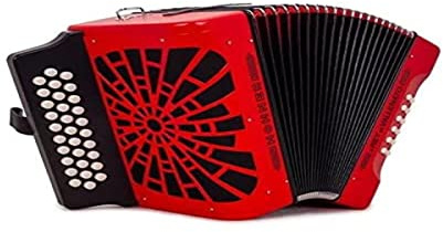 ACORDEONES DIAT. BOTONES. HOHNER Acordeon de botones diatonico EL REY DEL VALLENATO BBEBAB ROJO SILVER GRILL.
