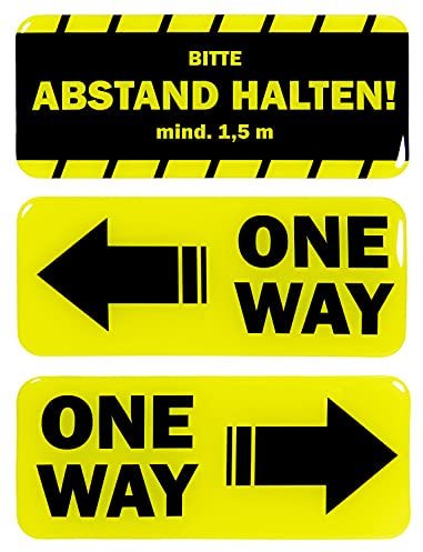 BIKE-label Hinweisschild 3D Aufkleber 155 x 65 mm 3er Set Abstand halten 900170VE