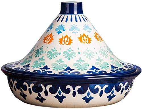 MXXHFC Casseruola Pentola Tajine 25Cm, Pentola Dipinta A Mano Pentola in Ceramica Pentola per Cucinare e Stufato Casseruola Fornello Lento Casseruola in Ghisa Senza Piombo