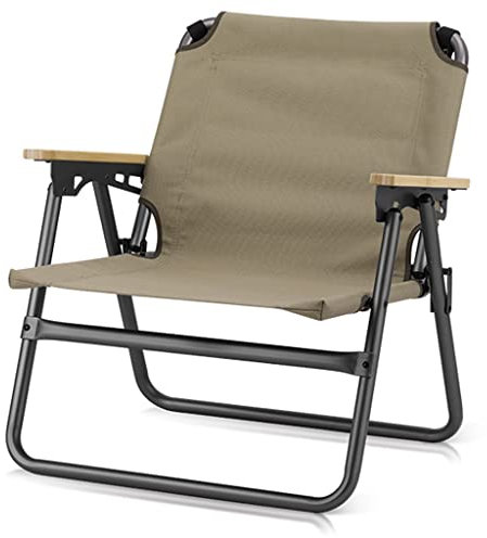 Campingstuhl Campingstuhl Faltbar Klein Klappstuhl Aus Aluminiumlegierung Im Freien, Kompakter Strandliegestuhl, Ergonomischer Angelstuhl Mit Holzarmlehnen, Mit Handschlaufe