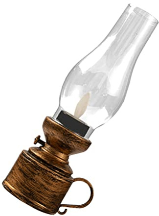 Uonlytech Glas-Öllampe Retro Vintage-Petroleumlampe Dekorative Halloweendeko Öllampe Haushaltslampe Elektronische Petroleumlampe für Hochzeitsschlafzimmer-Raumdekoration Halloweengeschenk(Bronze)