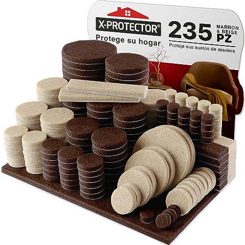 Filtkuddar för möbler X-PROTECTOR 235 PCS Premium Självhäftande filtkuddar - Möbeltassar för alla golv - Bästa Möbeltassar för stolar - Skydda ditt trägolv och laminatgolv!
