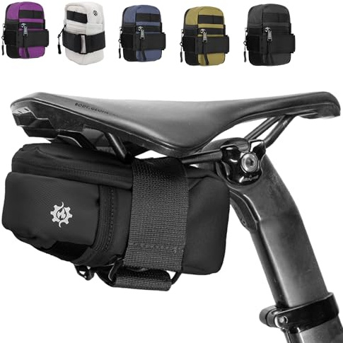 Lumiere & Co. Medium Cykelsadelväska – 0,5L | 6″ × 3″ × 1,5″ | Elegant minimalistisk design, säker kardborreknäppning (Svart, Medium)