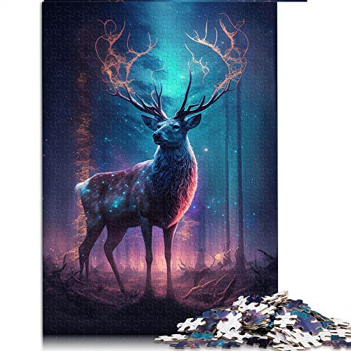 1000 Teile Puzzles für Erwachsene Tier Hirsch Puzzle Holzpuzzle für Erwachsene Lernspiel (Größe 50 x 75 cm)