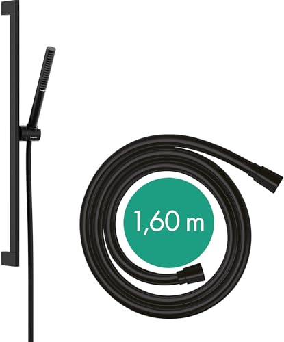 hansgrohe Pulsify S - Duschset mit Duschkopf wassersparend (EcoSmart, PowderRain-Strahl), Duschschlauch (1,60 m) und Duschstange (0,65 m), Mattschwarz, 24372670