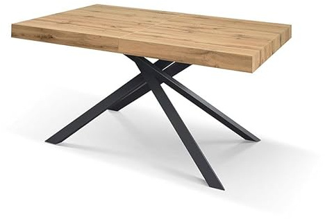 Mar.c.a. Design - Ausziehbarer Konsolentisch Boston | Küchentisch mit gekreuzten Beinen, ausziehbare schwarze Beine, Platte aus Melamin Melamin und Beine aus Eisen, hergestellt in Italien, 160 x 90 x