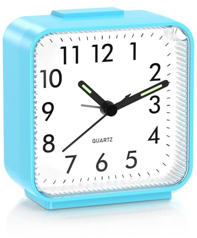 Ankilo Wecker für den Nachttisch, leise, nicht tickend, kleine Uhr, Reisewecker mit Schlummerfunktion und Licht, batteriebetrieben für Schlafzimmer, Büro, Schreibtisch