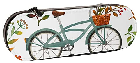 BEEOFICEPENG Trousse à Crayons, Jolies Fleurs de vélos rétro, Pochette à Crayons en Cuir, Sac à stylos, école de Bureau, boîte à Bijoux, boîte à pinceaux de Maquillage