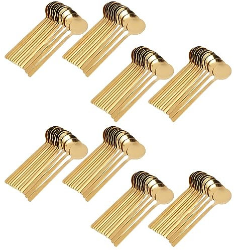 Juego de 96 cucharas de café redondas de acero inoxidable, mini cucharas de té, azúcar, postre, cucharilla de helado, cucharilla de sopa, accesorios de cocina (dorado)