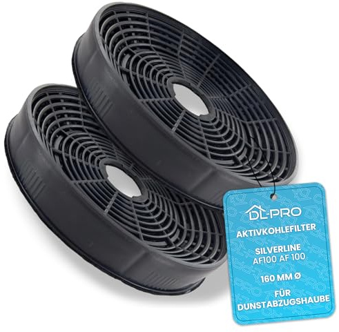 DL-pro Lot de 2 filtres à charbon actif de 160 mm de diamètre pour hotte aspirante Silverline AF100 AF 100