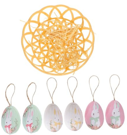 PRETYZOOM Osterei Dekorationsset Hängende Eier Anhänger DIY Osterdekoration Eierdeko Für Party Eiförmige Ornamente Osterschmuck Requisiten