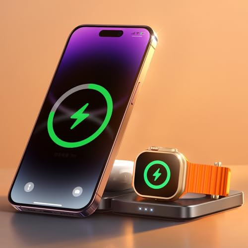 LISEN für 3 in 1 Wireless Charger Ladestation Apple Watch und iPhone für Apple 16 15 Max zubehör AirPods 3 Ladestation für iPhone 16 15 Pro Max AirPods 4 3 Pro 2 Watch 10 9