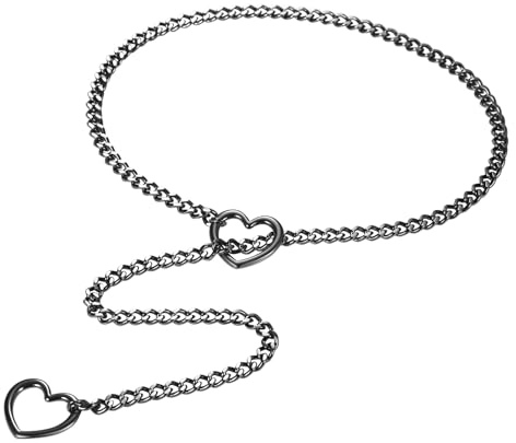 JewelryWe Choker Halskette Damen Panzerkette: Edelstahl Kubanische Kette Y Tropfen Lange Halskette mit Herz Kreis Anhänger Sexy Punk Rock Verstellbare Kette Halsband