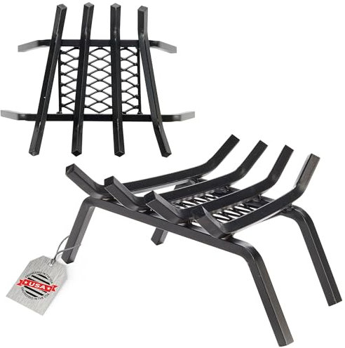 Flame Genie Heavy-Duty Steel Fireplace Grate, Ember Retainer, Black, 18