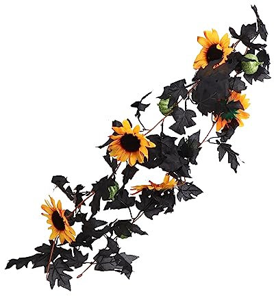 RORPOIR Künstliche Sonnenblumen Girlande Für Erntedankfest Und Halloween Dekorative Wanddeko Mit Herbstlichen Blättern Für Hochzeiten Partys Und Zuhause