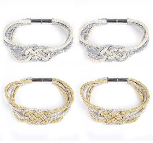 QFEHTHSK 4 Piezas Corbatas Magnéticas para Cortinas, Accesorios para Cortinas, Corbatas Decorativas para Cortinas, Correas De Fijación para Cortinas, Accesorios para El Hogar