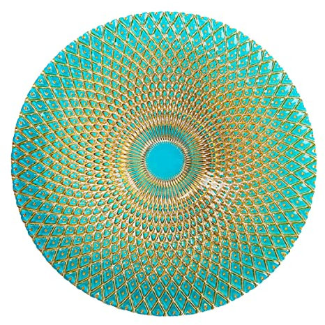 Piatto Piatto di Vetro 33 CM, Colorato Piatto Boheme Piatti da Dessert in Vetro, Piatti da Pane E Burro Elegante, Piatto Da Tavolo In Vetro Design Moderno Piatto Di Frutta Di Vetro (Verde)
