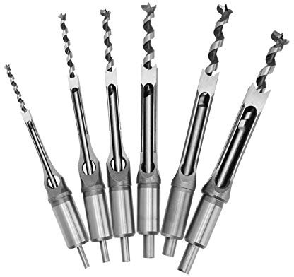 Professional Mortising Drill Bit Kit for Woodworking, 6Pcs SquaRe Hole Saw Auger Chisel Tools for Mortising, Chisel, and Woodworking