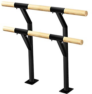 CWCQGH Doppelte Reckstangen, Ballettstange mit schwarzer Metallhalterung für Kinder und Erwachsene, Ballettstange aus Holz für den Innenbereich,A 150CM