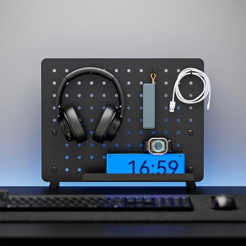 Lamiera Forata Pannello Forato Portautensili, Pannello Forato da Scrivania a Morsetto, Set Organizer da Scrivania, Scaffale per Forniture da Ufficio da Gioco con Accessori(Black)